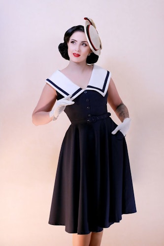 Daisy Dapper Collection June Dress Navy stl L