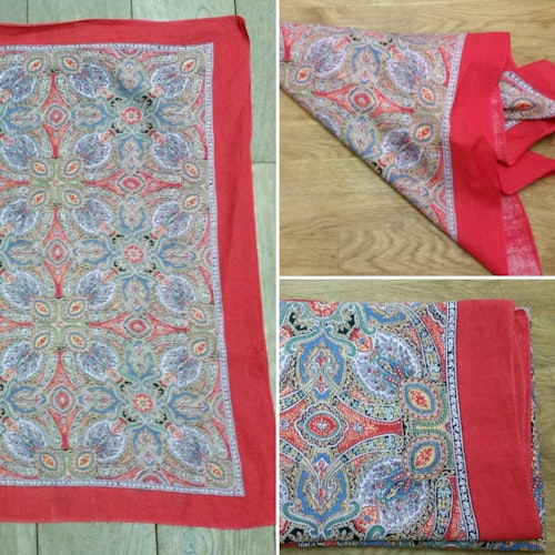 Retro vintage scarf scarves snusnäsduk i bomull röd