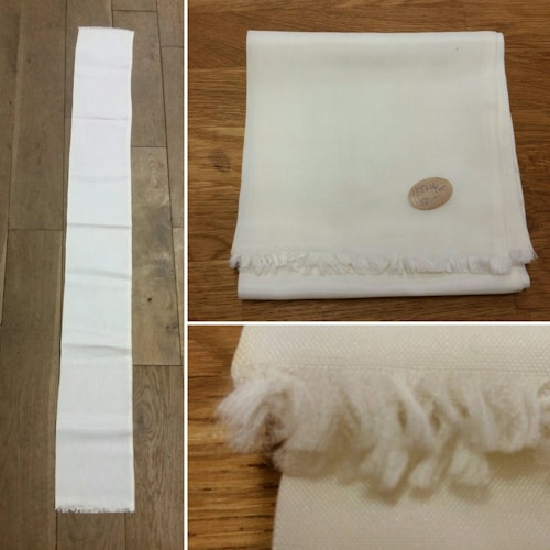 Retro vintage vit sjal halsduk smalare med fransar till frack och aftonklädsel