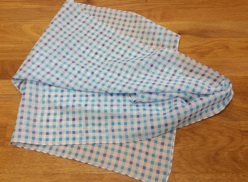Retro vintage scarf scarves sjal ljusblå rutig tunnt chiffong-liknande material