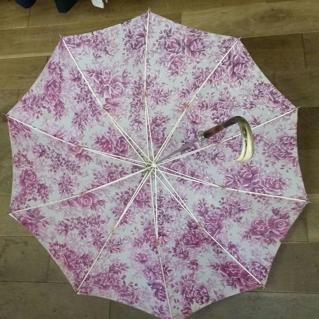 Vintage paraply rosablommigt 50-tal 60-tal - Vintage Corner Österlen