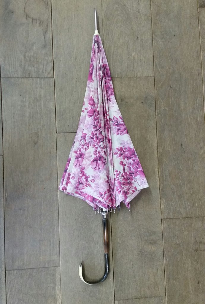 Vintage paraply rosablommigt 50-tal 60-tal