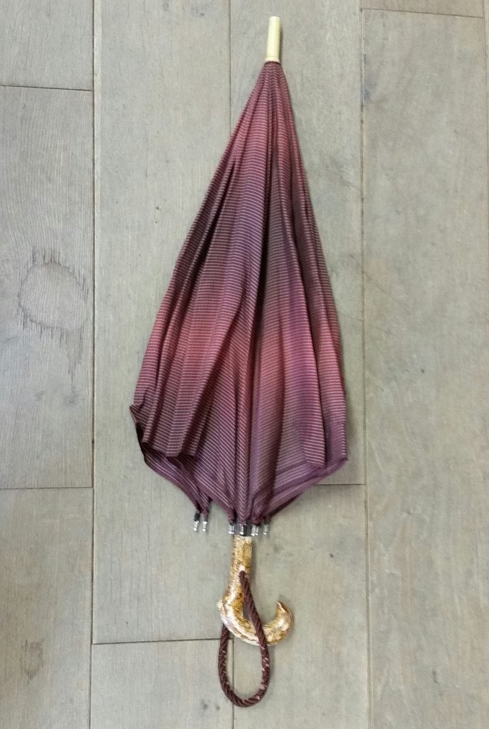 Vintage paraply vinrött  randigt 50-tal 60-tal unisex