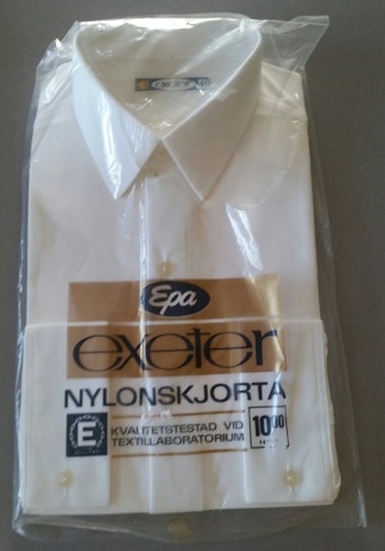 Vintage vit nylonskjorta oanvänd i förpackning EPA Exeter 50-tal 60-tal