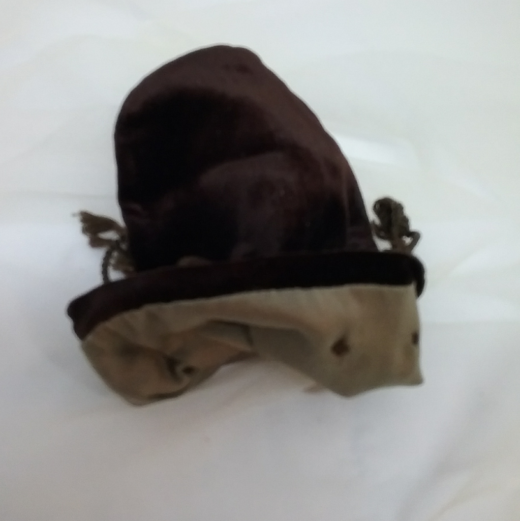 Retro vintage aftonväska pung brun silkes-sammet med handtag