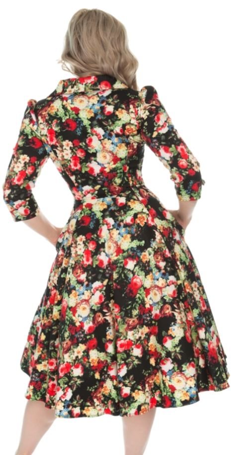 Dorothy Wild Floral Swing Dress stl 36 Hearts and Roses