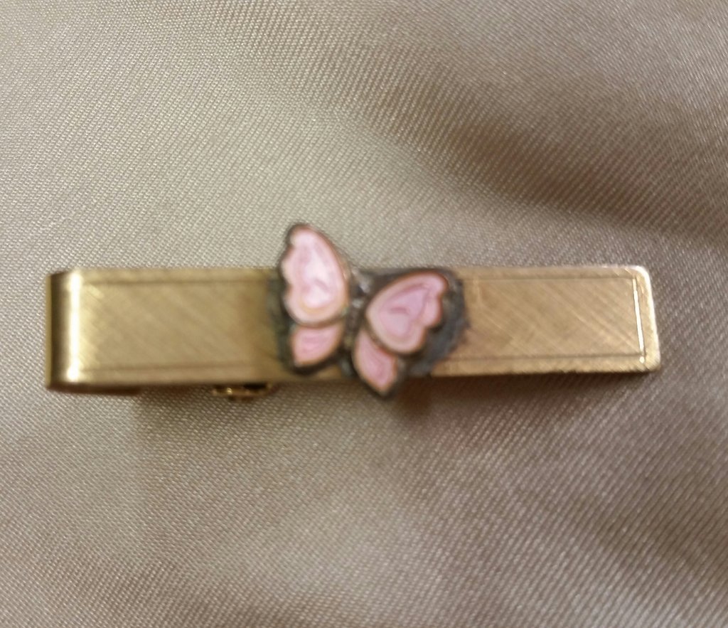 Retro vintage smycke bijouteri brosch med rosa fjäril