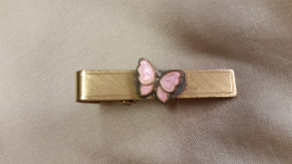 Retro vintage smycke bijouteri brosch med rosa fjäril