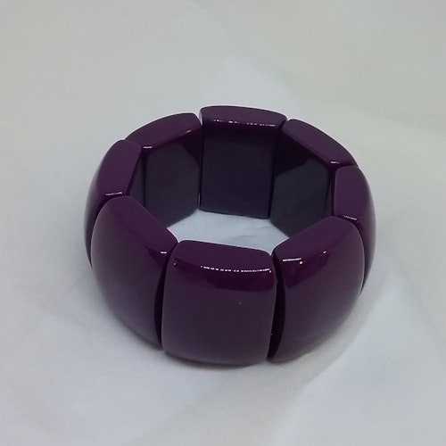 Retro armband plast lila brett plattor med gummiband
