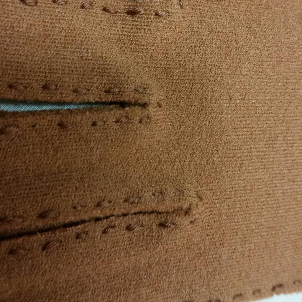Retro vintage vantar damhandskar nougatbrun nylon med stickningar stl 6-7