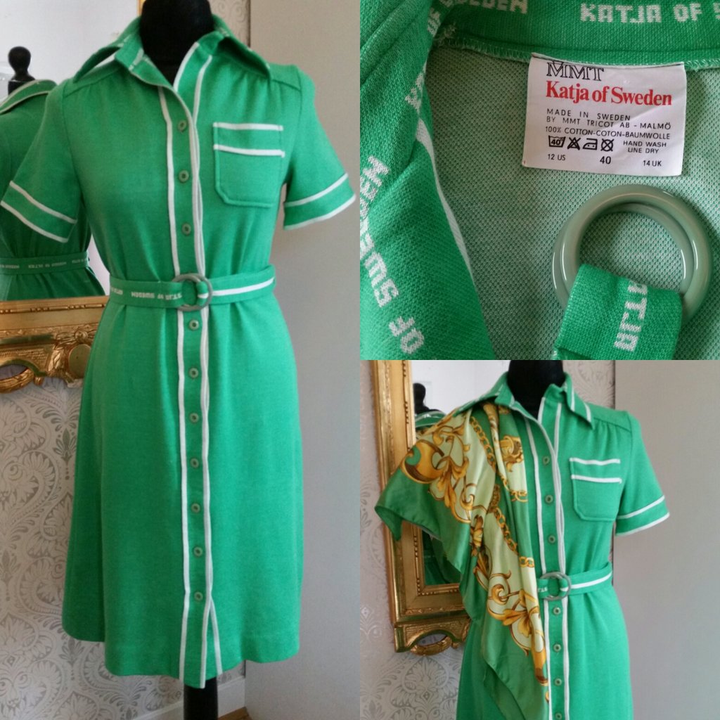 Retro vintage Katja of Sweden klänning grön