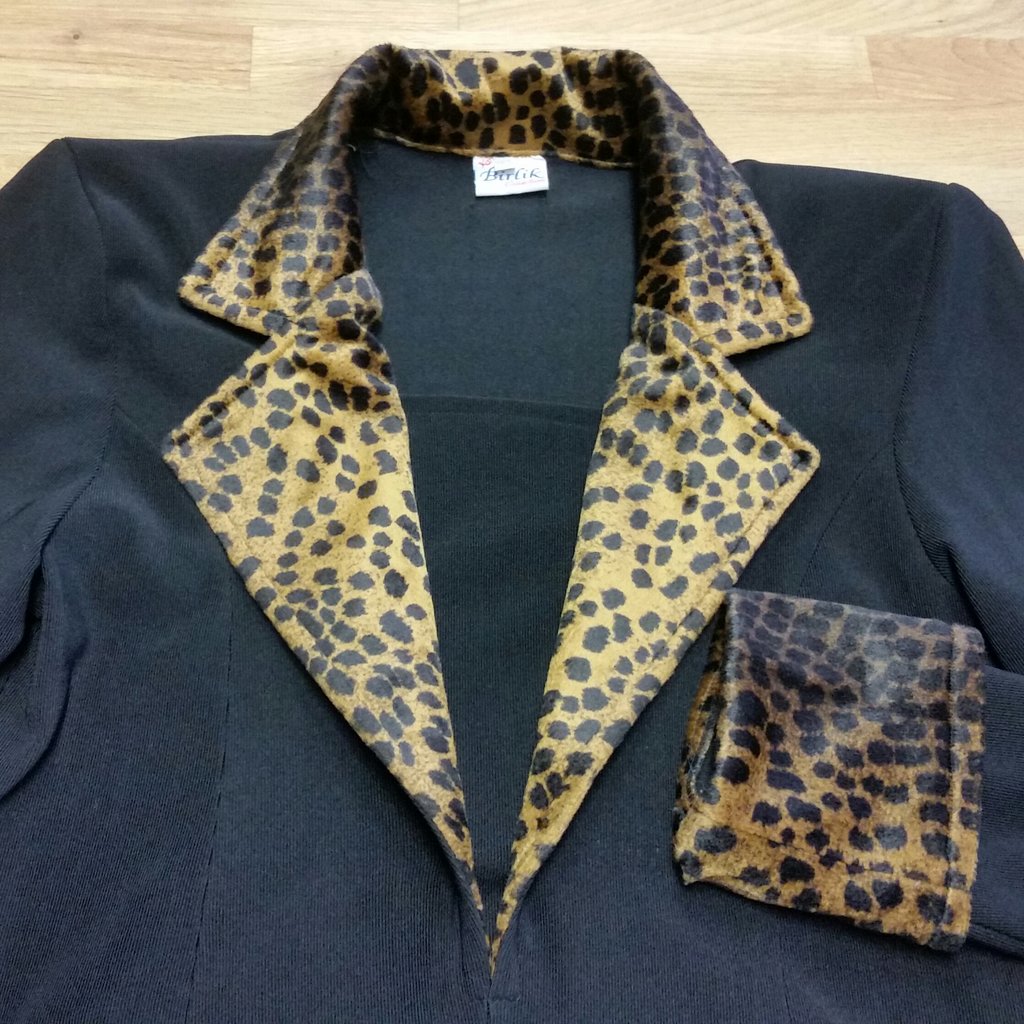 Retro leopard-klänning svart 70-tal