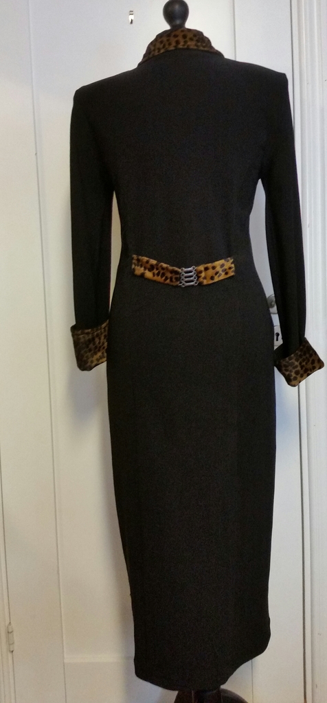 Retro leopard-klänning svart 70-tal