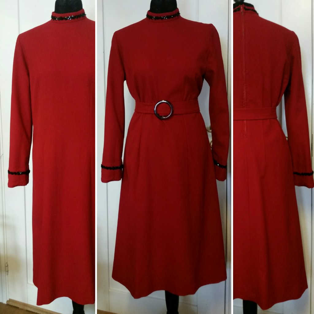 Retro vintage röd klänning 60-tal med paljetter