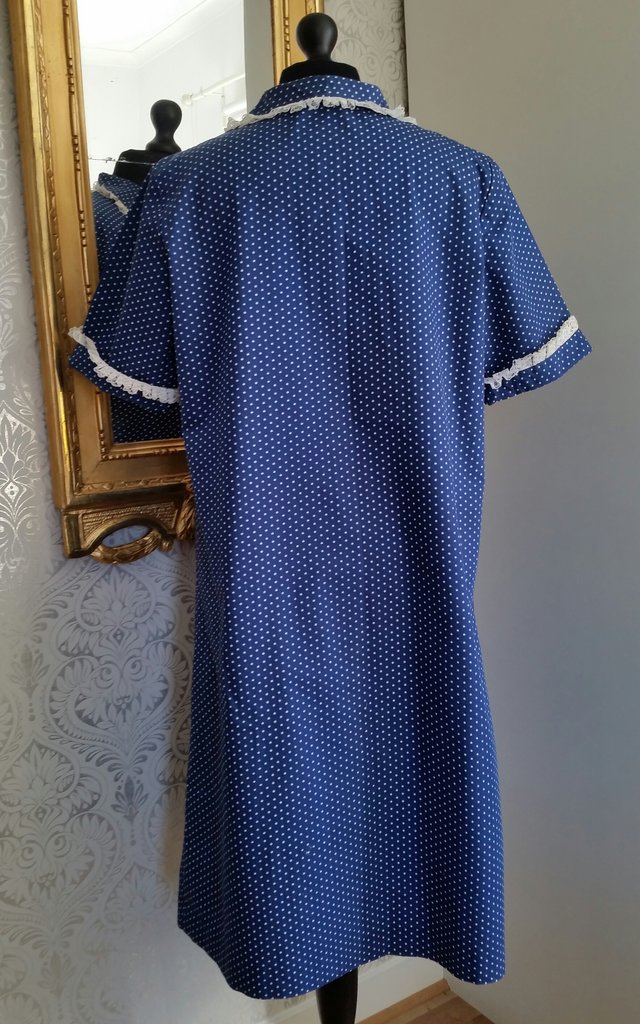 Retro vintageklänning 5060-tal blå prickar