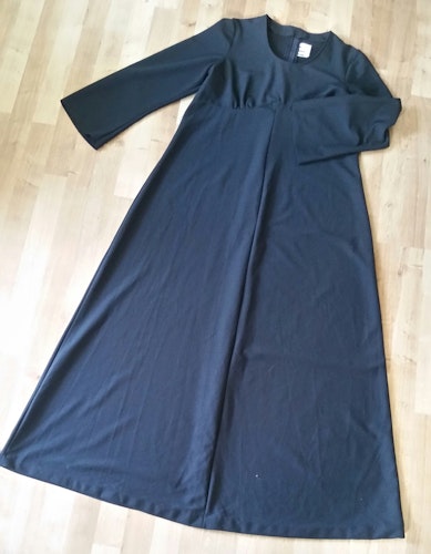 Retro svart syntet-klänning långklänning, 70-tal