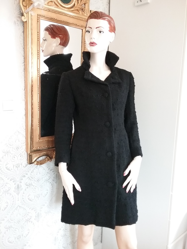 Vintage retro svart kappa bouclé liten figursydd märkt Vogue original 60-tal
