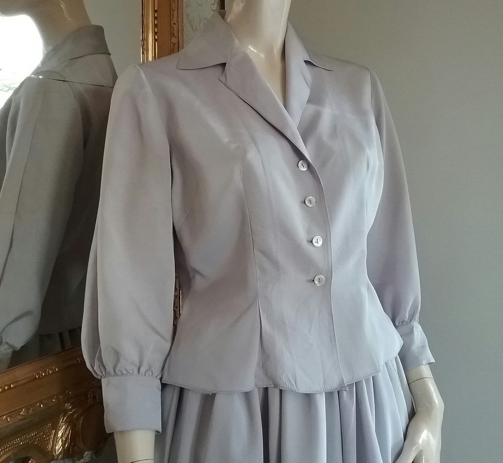 Vintage lavendel-lila 2 delad dress klänning vid kjol 50-tal 60-tal