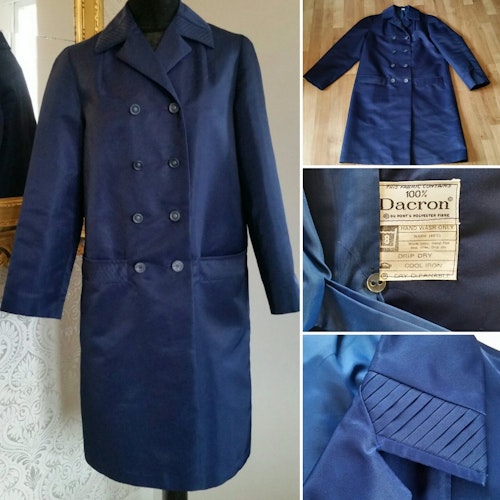 Retro vintage blå kappa 100% Dacron 50-tal