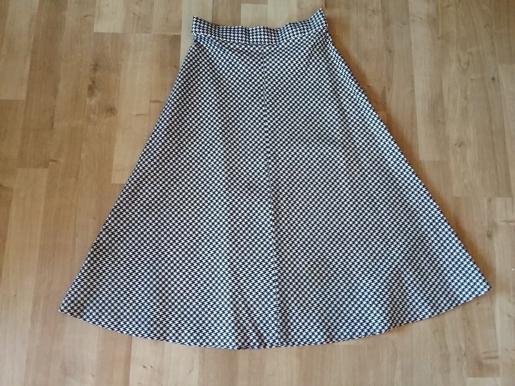 Vintage retro pepita-rutig kjol svart-vit klockad, 60-tal 70-tal