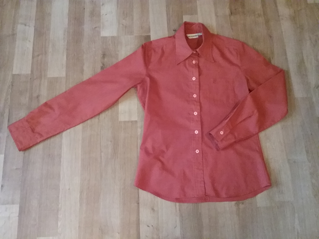 Retro orange skjorta blus Lecomte polyester/bomull 70-tal