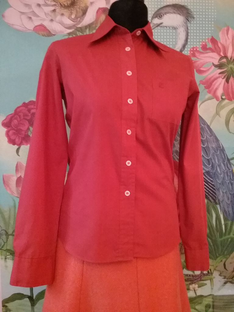 Retro orange skjorta blus Lecomte polyester/bomull 70-tal