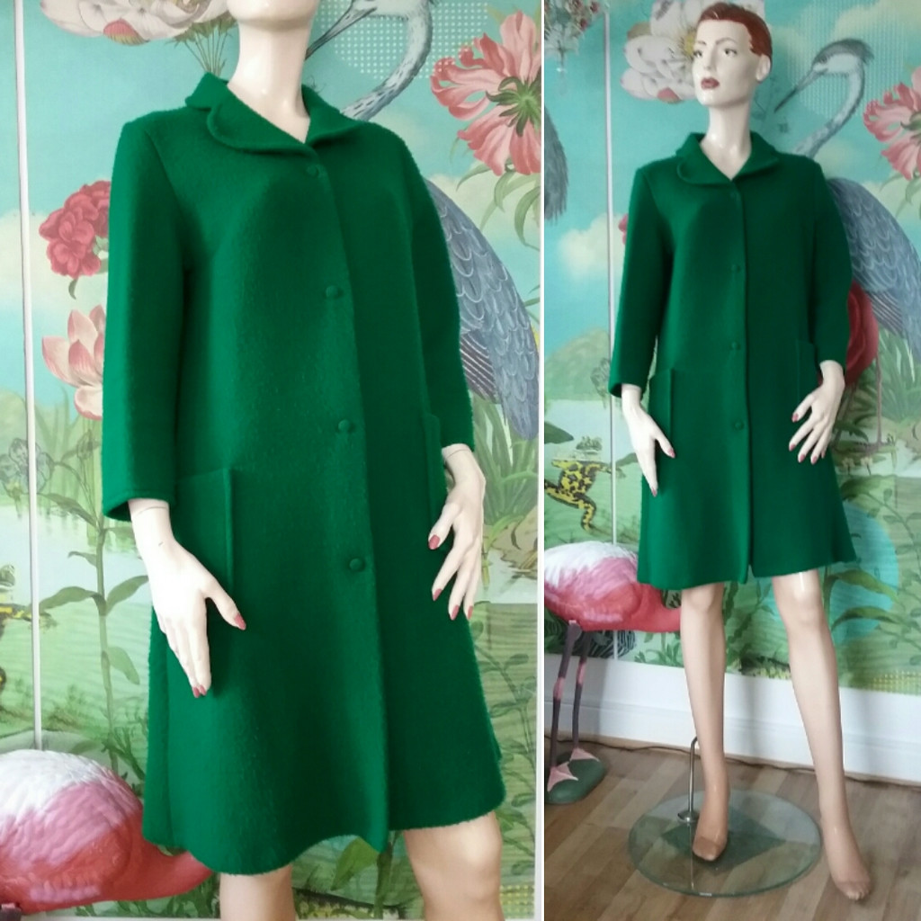 Vintage retro grön morgonrock syntet 60-tal 70-tal