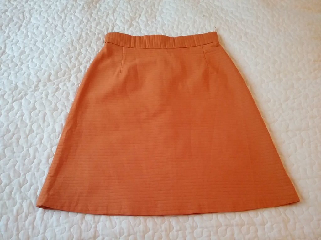 Vintage retro orange strukturrandig kort kjol 60-tal