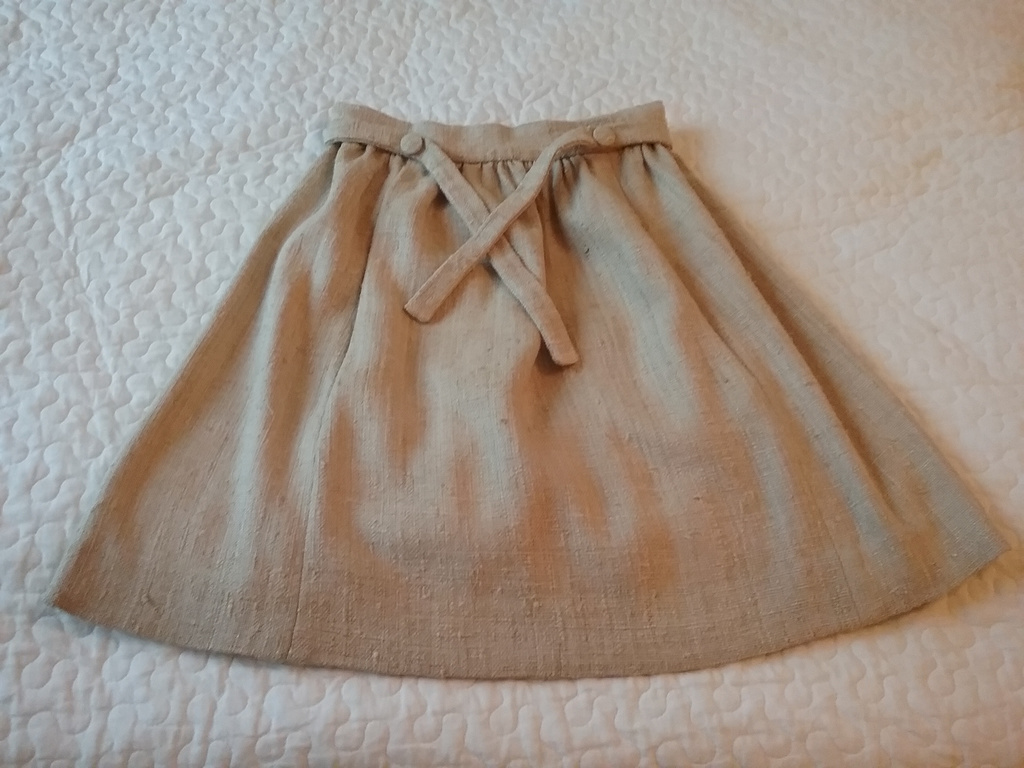Vintage retro fodrad kjol i linne med fint skärp trasigt blixtlås 60-tal 70-tal