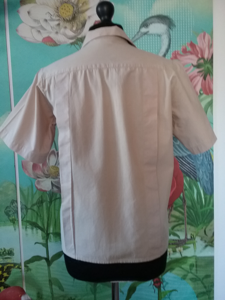 Retro khaki-beige skjorta blus kort arm 70-tal