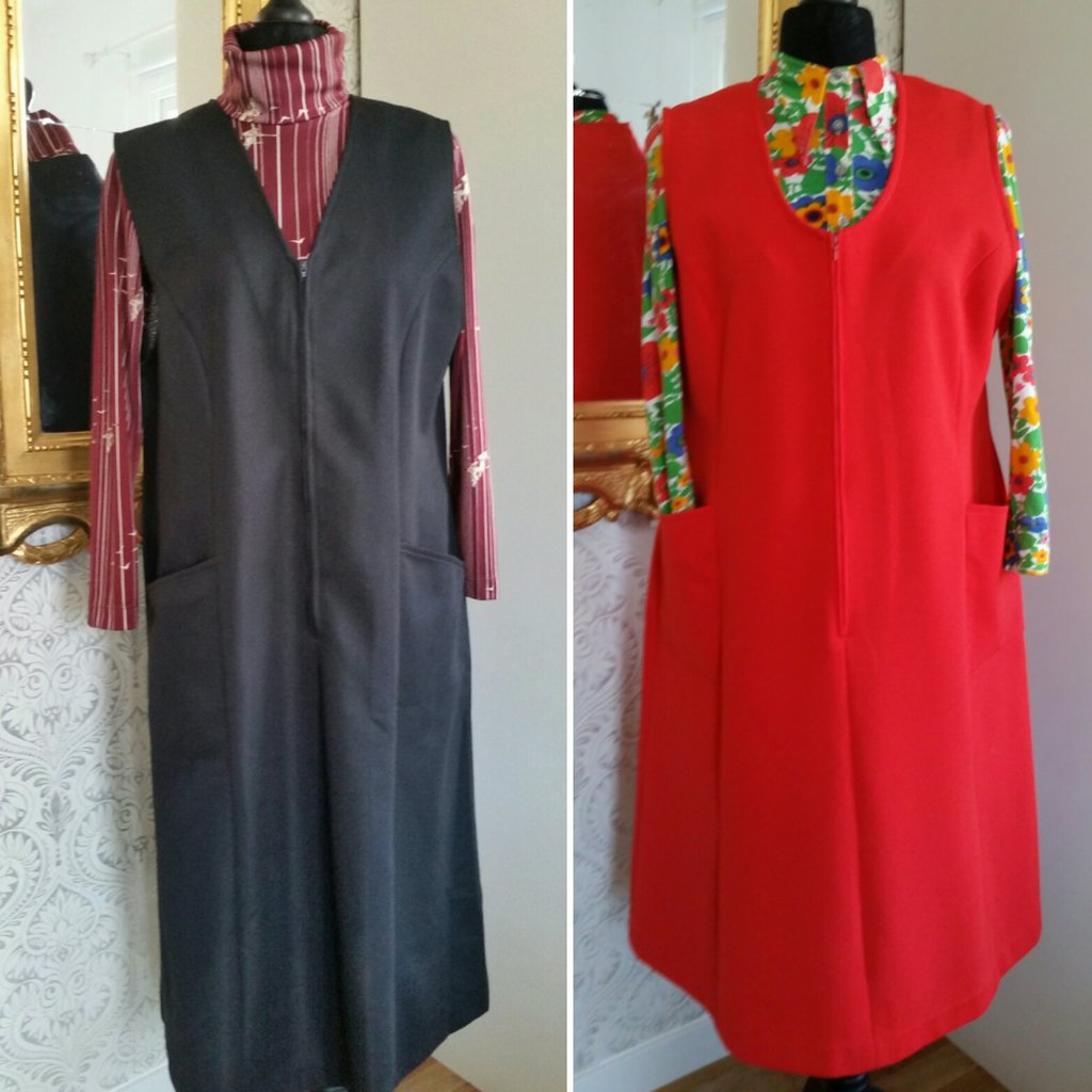 Retro röd väst­klänning 70-tal