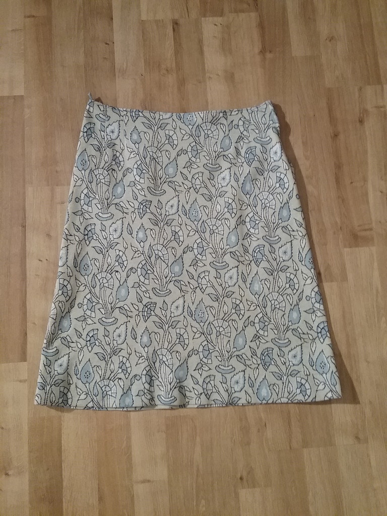 Retro jersey-dress MMT Katja of Sweden väst, kjol beige-ljusblått 70-tal -  Vintage Corner Österlen
