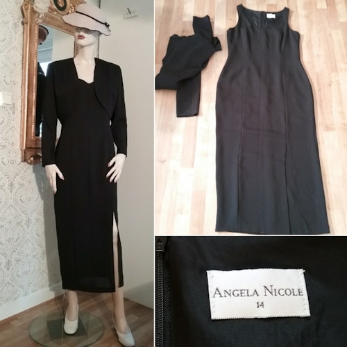 Retro svart långklänning med bolero Angela Nicole 80-tal