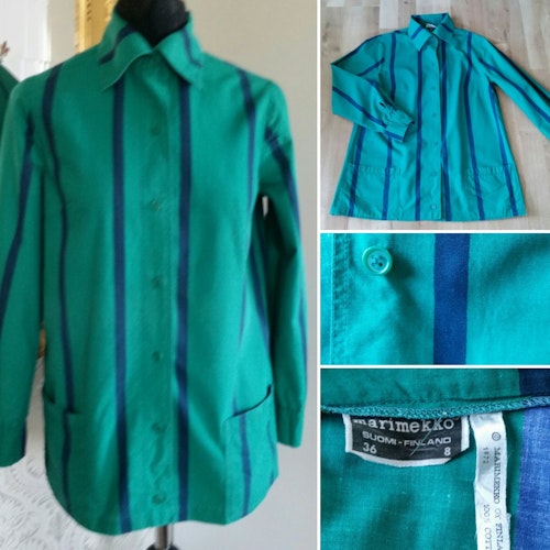 Retro vintage Marimekko grön blå tunika 70-tal
