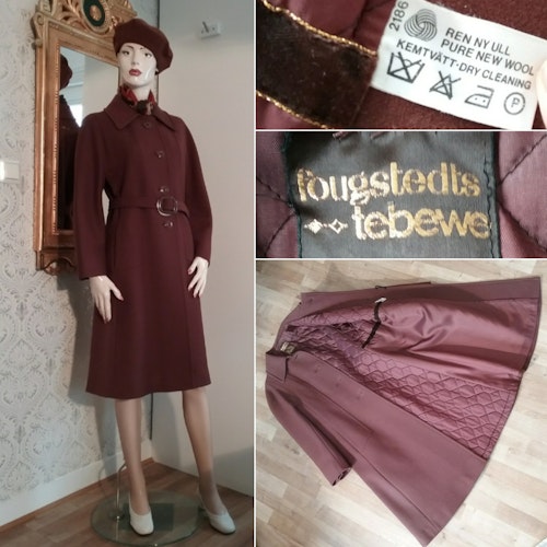 Vintage retro kanelbrun kappa ull höst/vinter/vår Fougstedts Tebewe 70-tal