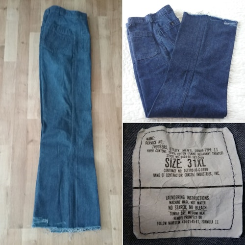 Vintage retro herrbyxor vida jeans 70-tal mörk tvätt hög midja stl S ca