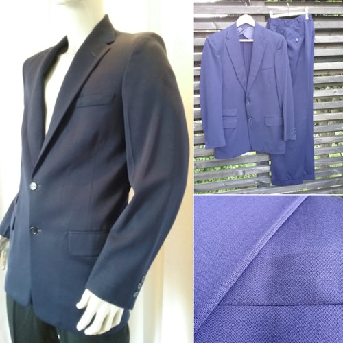 Vintage kostym herr mörkblå 40-tal 50-tal stl S ca