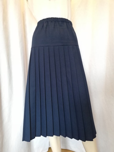 Retro blå plisserad kjol Wästgöta D26 Polyester 70-tal 80-tal