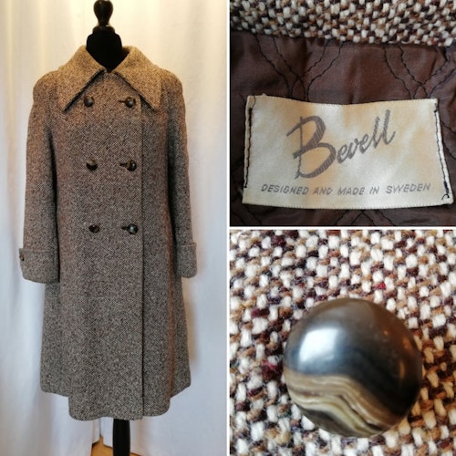 Vintage retro kappa vinterkappa Bevell Salt och Peppar 60-tal 70-tal