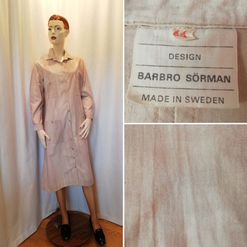 Vintage retro Barbro Sörman bomullsklänning beige-flammig 60-tal 70-tal