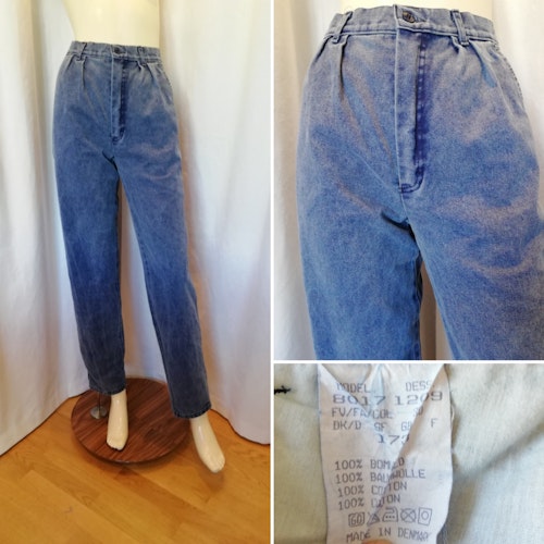 Retro jeans deadstock 80-tal med gubbveck framtill pösjeans märkta stl 173
