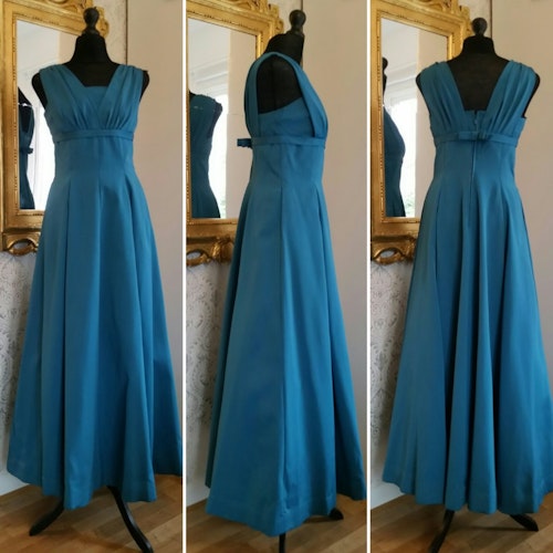 Retro vintage balklänning turkosblå 50-tal vid kjol