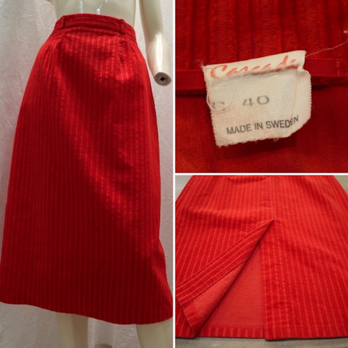 Retro 80-tal deadstock/oanvänd kjol röd dubbel manchester rak Cascade  C46
