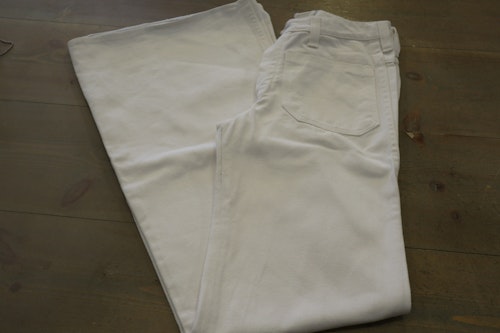 Retro 70-tal tajta vita jeans extra vida nertill fickor fram Bellbottoms Unisex