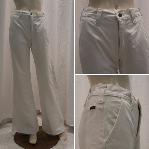 Retro 70-tal vita jeans Lee vida ben hög midja snedfickor Bellbottoms Unisex