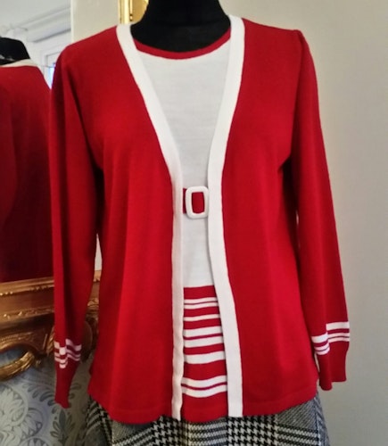 Retro rödvit tröja marint tema 70-tal