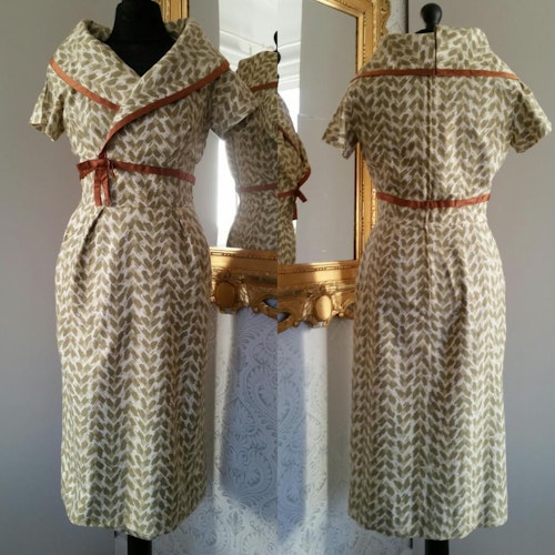 Vintage retro 50-tals wiggle dress med vid krage Harzfeld Kansas City