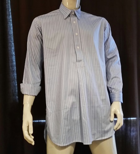 Vintage blårandig skjorta med två löskragar Regal bomull