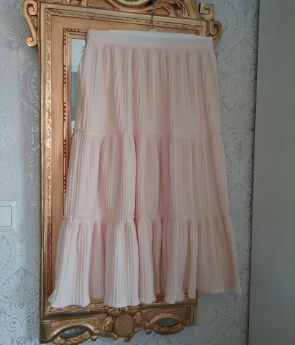 Vintage retro kjol plisserad i våder gulvit Romance VDN-märkt Polyester 70-tal