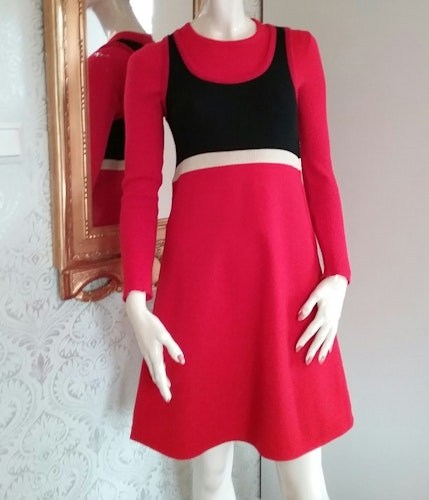 Retro dress från Wahls klänning och jumper röd-svart, 70-tal